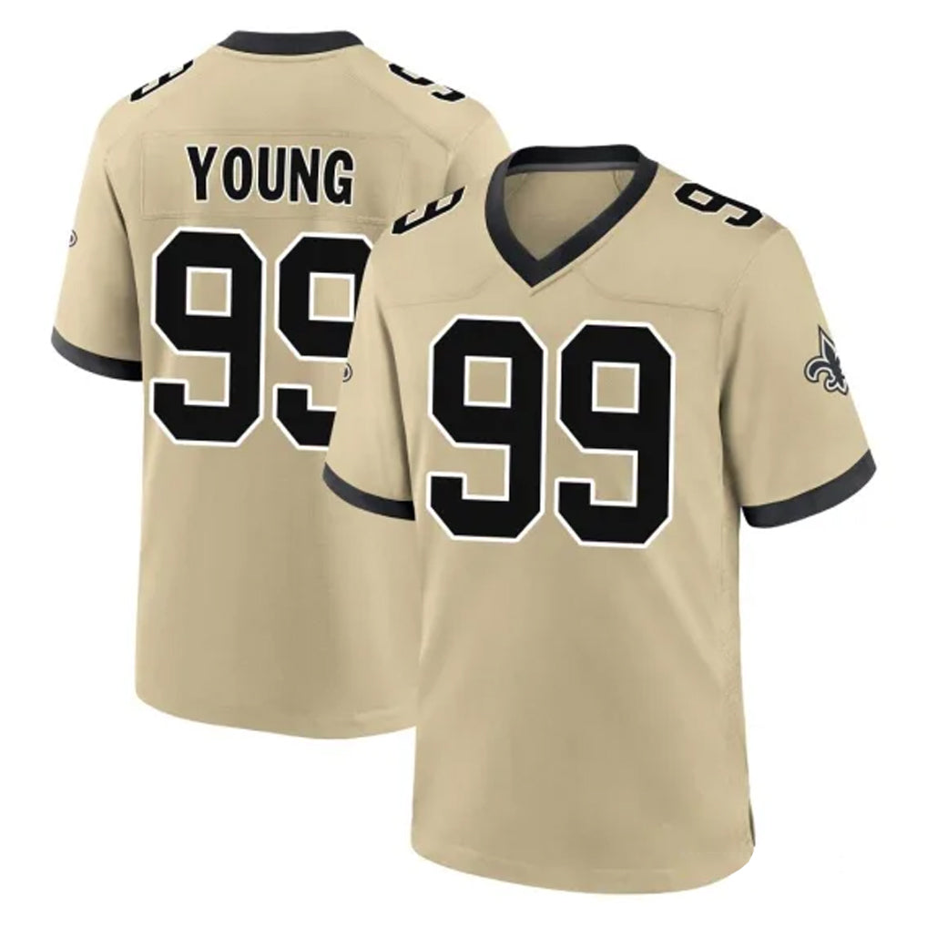 Seanshop NO.Saints #99 Chase Young Player Gold Home Game Stitched Jerseys