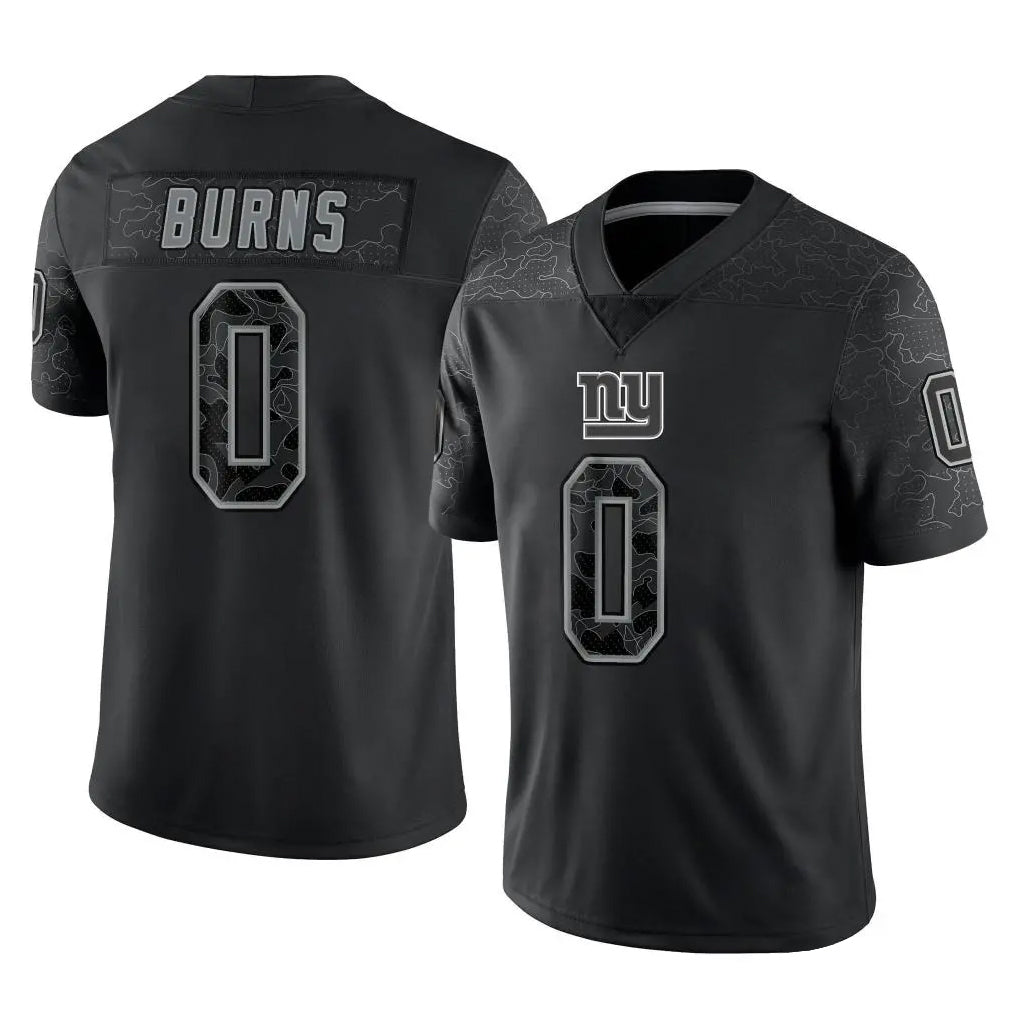 Seanshop NY.Giants #0 Brian Burns Player Black Limited Reflective Home Game Stitched Jerseys