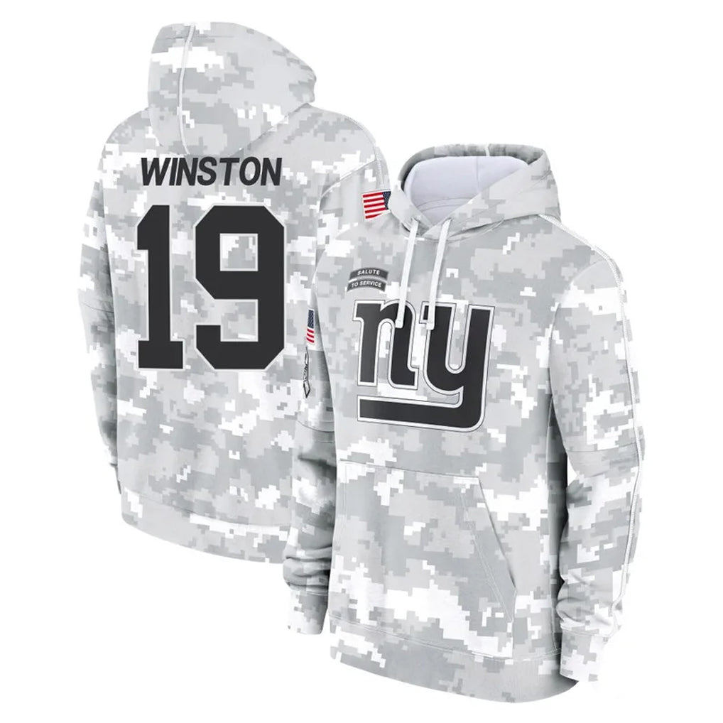 Seanshop NY.Giants #19 Jameis Winston Player Arctic Camo Salute to Service Pullover Hoodies Limited Game Stitched Jerseys