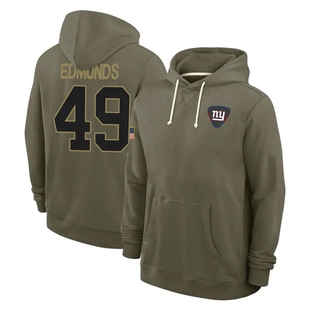 Seanshop NY.Giants #49 Tremaine Edmunds Player Olive Salute to Service Pullover Hoodies Limited Stitched Jerseys