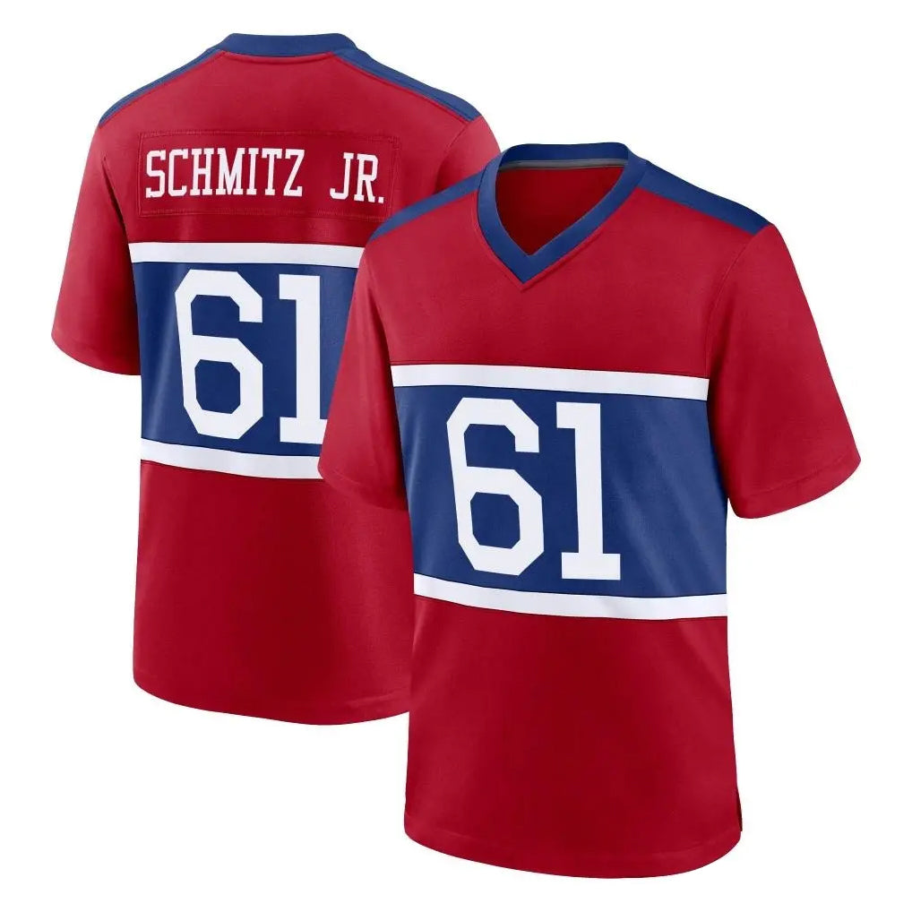 Seanshop NY.Giants #61 John Michael Schmitz Jr. Player Red Century Home Game Stitched Jerseys