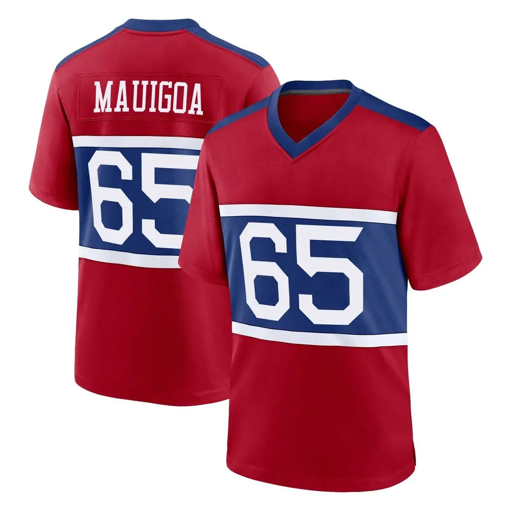 Seanshop NY.Giants #65 Francis Mauigoa Player Red Century Home Game Stitched Jerseys