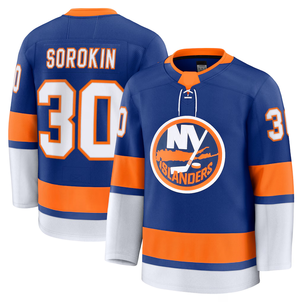 Seanshop NY.Islanders #30 Ilya Sorokin Royal Home Premium Jerseys