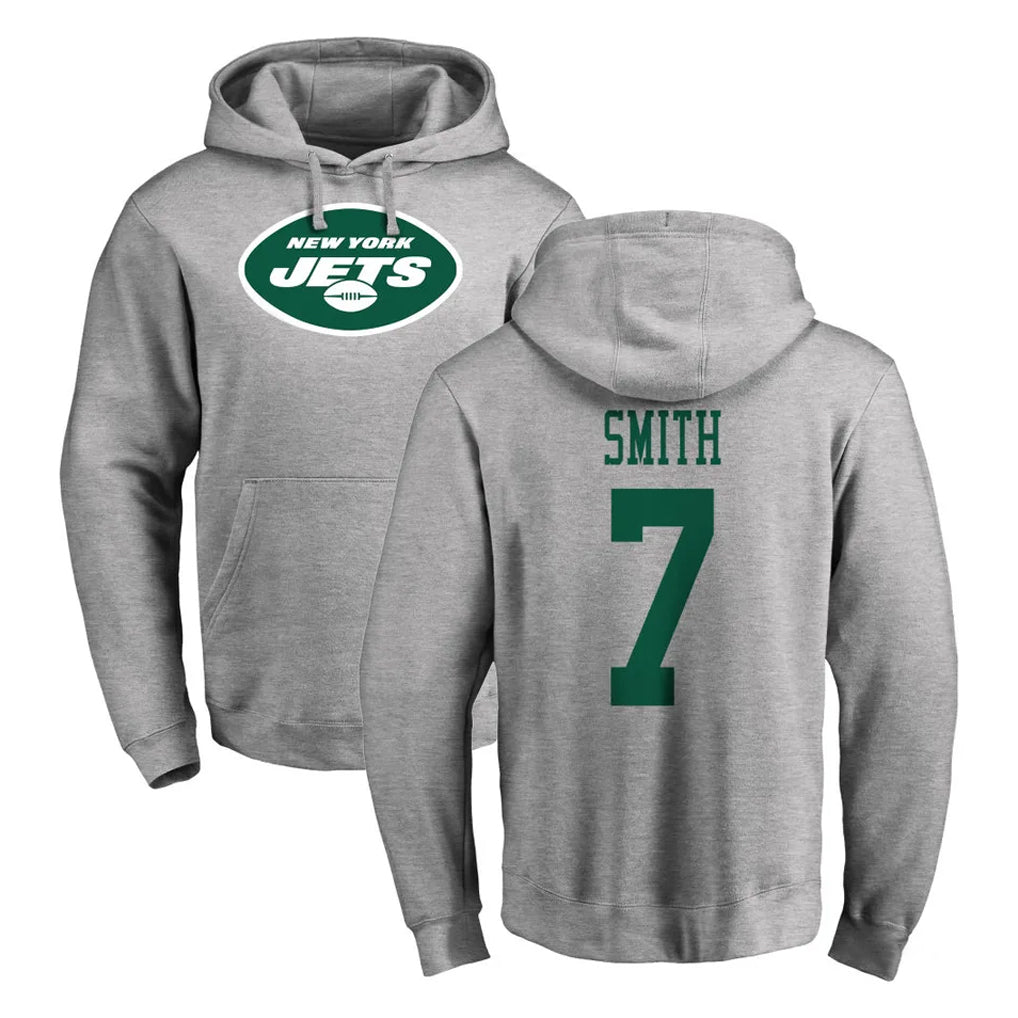 Seanshop NY.Jets #7 Geno Smith Player Gray LOGO Pullover Hoodies Limited Game Stitched Jerseys