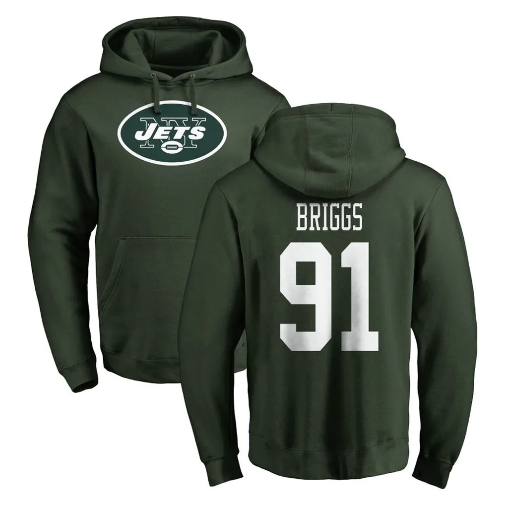 Seanshop NY.Jets #91 Jowon Briggs Player Green LOGO Pullover Hoodies Limited Game Stitched Jerseys