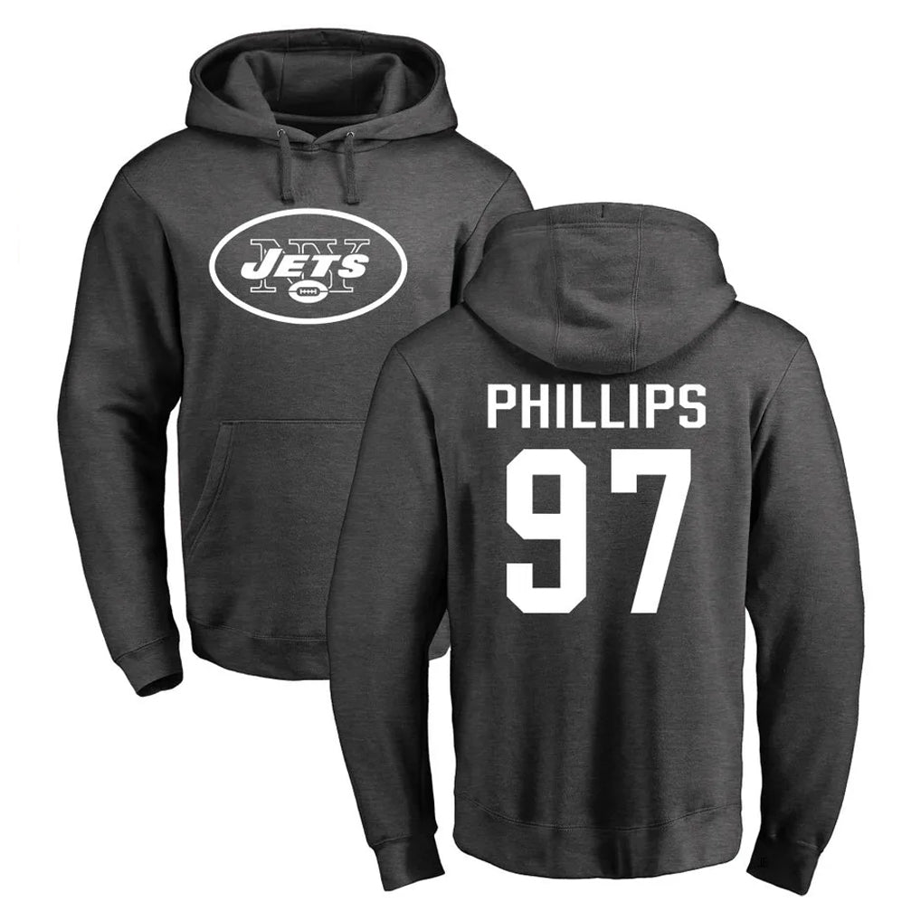 Seanshop NY.Jets #97 Harrison Phillips Player Gray Pullover Hoodies Limited Game Stitched Jerseys