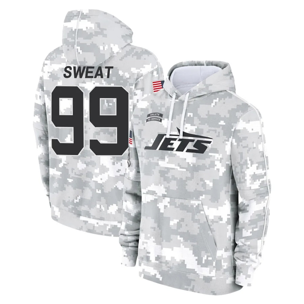 Seanshop NY.Jets #99 T'Vondre Sweat Player Arctic Camo Salute to Service Pullover Hoodies Limited Game Stitched Jerseys