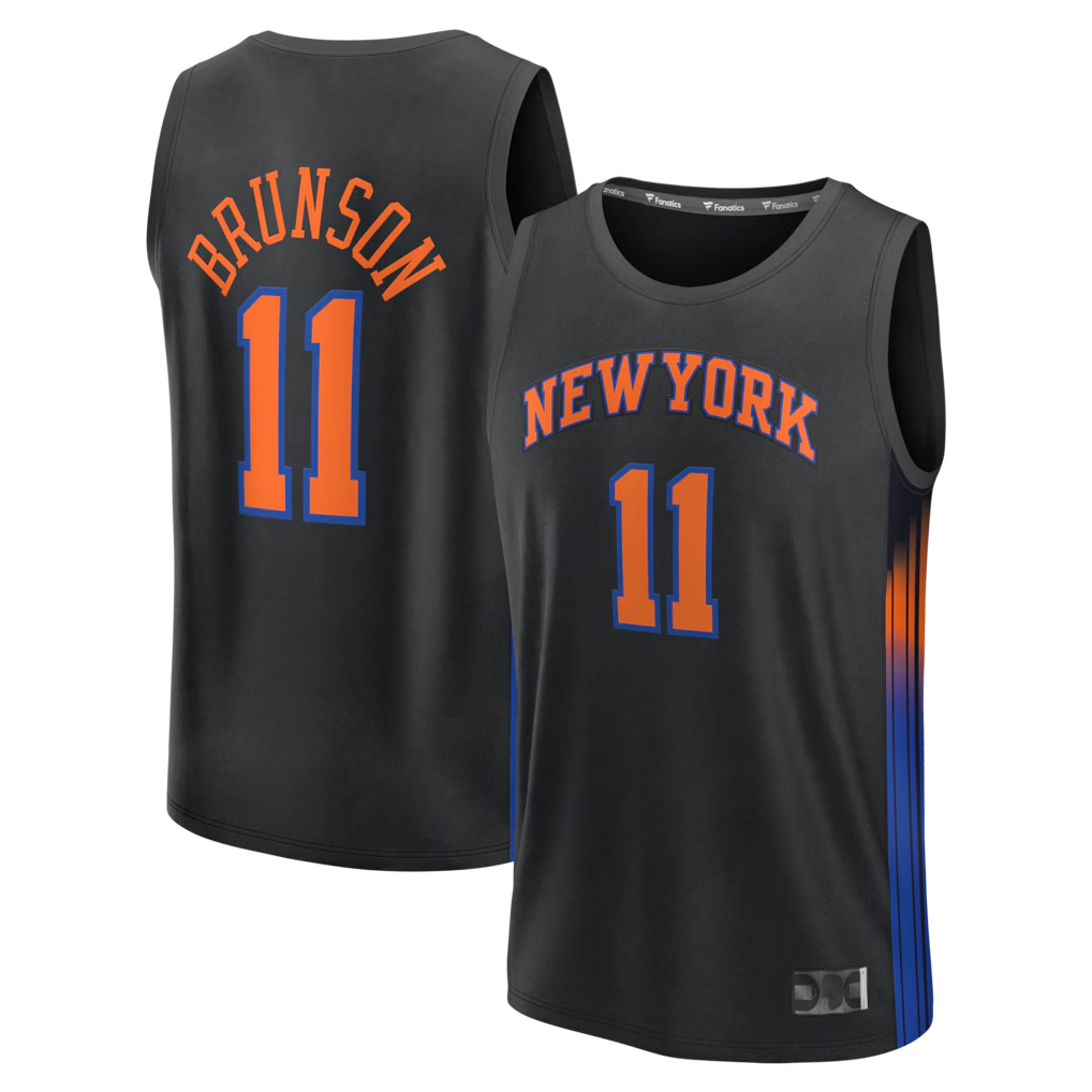 Leonaf NY.Knicks #11 Jalen Brunson Black Fast Break Jerseys - Statement Edition