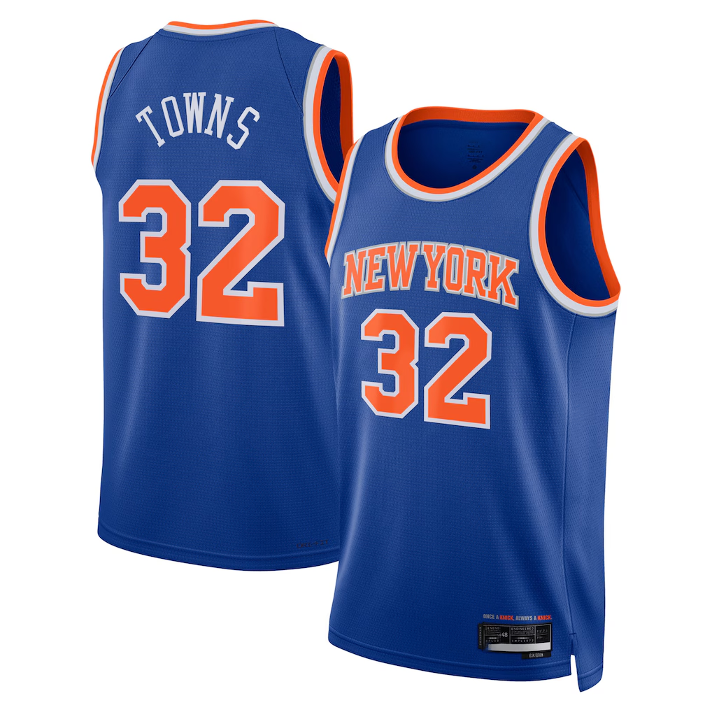 Leonaf NY.Knicks #32 Karl-Anthony Towns Blue Swingman Jerseys - Icon Edition