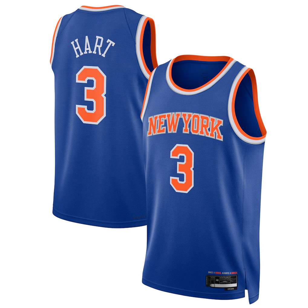 Leonaf NY.Knicks #3 Josh Hart Blue Swingman Player Jerseys - Icon Edition