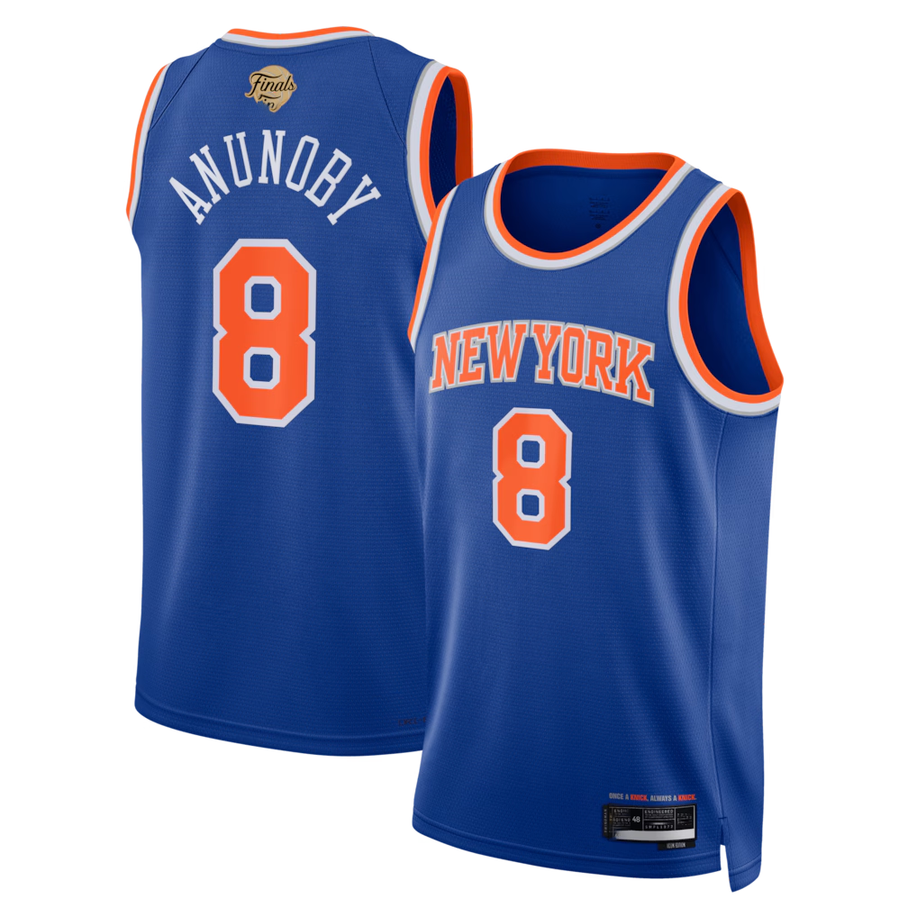 Leonaf NY.Knicks #8 OG Anunoby Blue 2026  Finals Patch Swingman Jerseys - Icon Edition