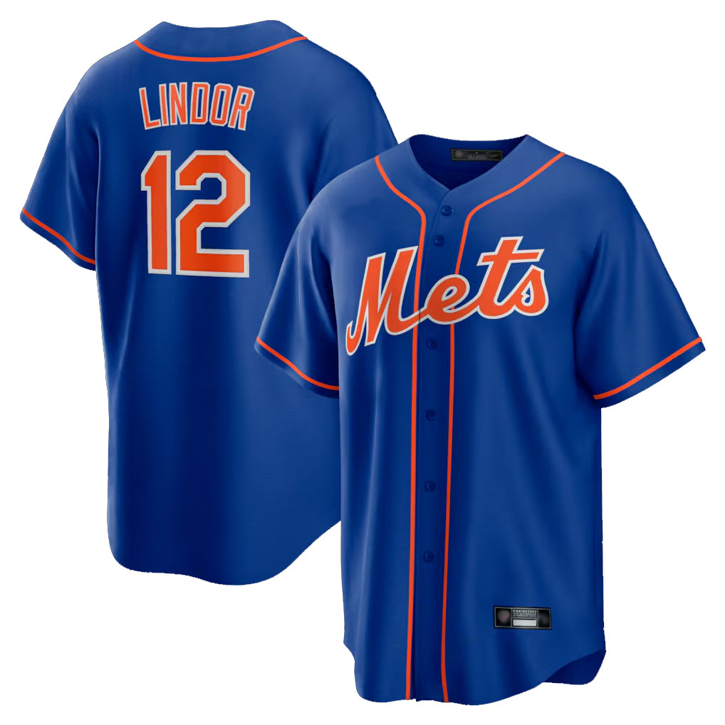 Seanshop NY.Mets #12 Francisco Lindor Player Royal Home Game Stitched Jerseys