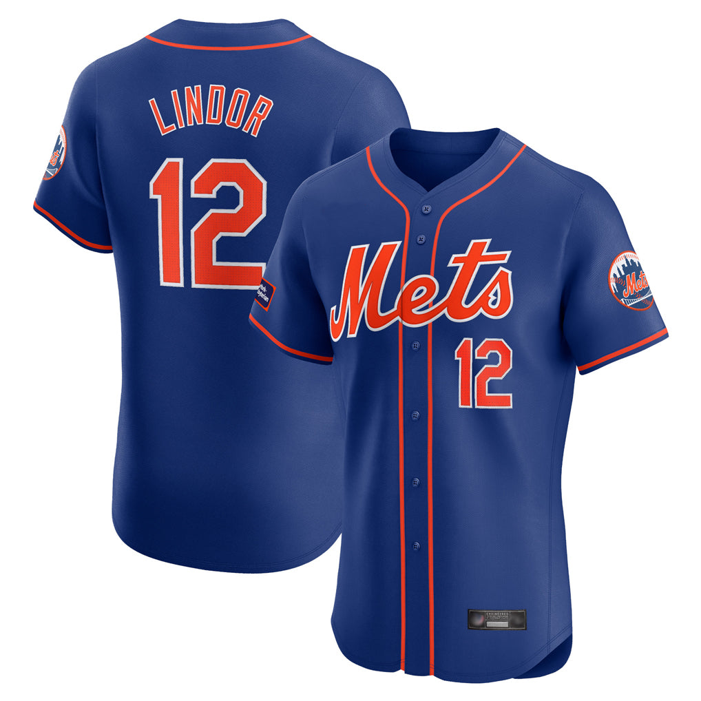 Seanshop NY.Mets #12 Francisco Lindor Player Royal Limited Elite Home Stitched Jerseys