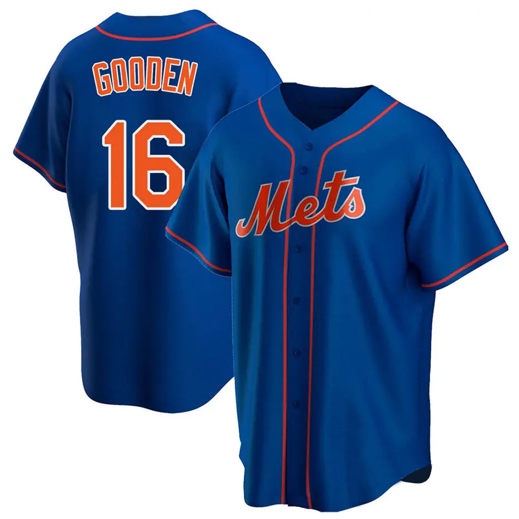 Seanshop NY.Mets #16 Dwight Gooden Player Royal Home Game Stitched Jerseys