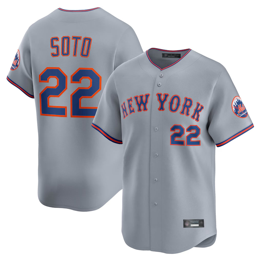 Seanshop NY.Mets #22 Juan Soto Player Gray Road Limited Home Stitched Jerseys