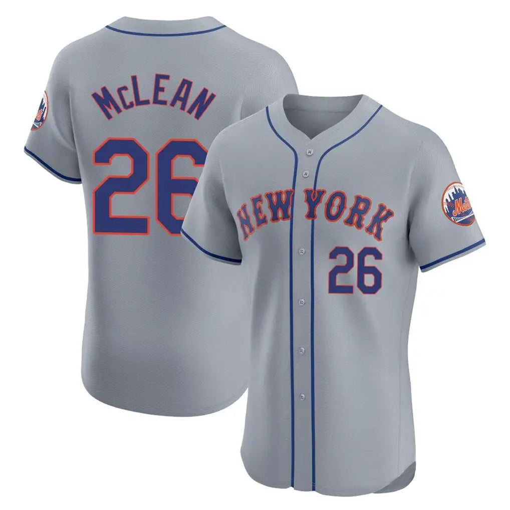 Seanshop NY.Mets #26 Nolan McLean Player Gray Road Limited Elite Home Stitched Jerseys