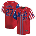 Seanshop NY.Mets #27 Mark Vientos Player Red 2025 Independence Day Vapor Premier Limited  Stitched Jerseys