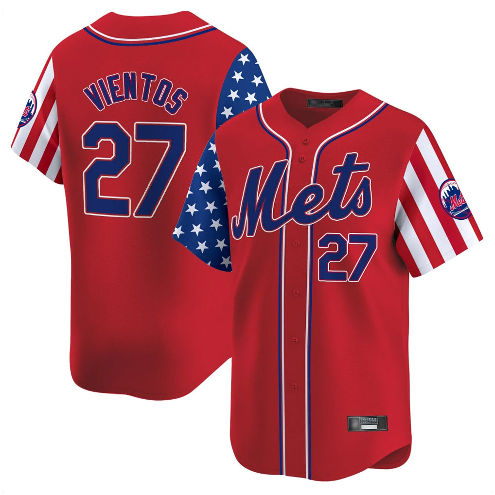 Seanshop NY.Mets #27 Mark Vientos Player Red 2025 Independence Day Vapor Premier Limited  Stitched Jerseys