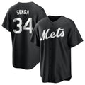 Seanshop NY.Mets #34 Kodai Senga Player Black Home Game Stitched Jerseys