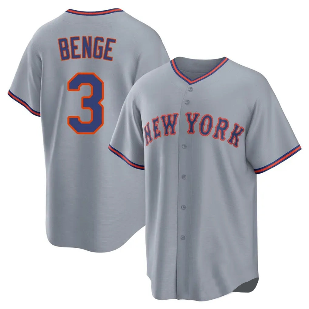 Seanshop NY.Mets #3 Carson Benge Player Gray Road Home Game Stitched Jerseys