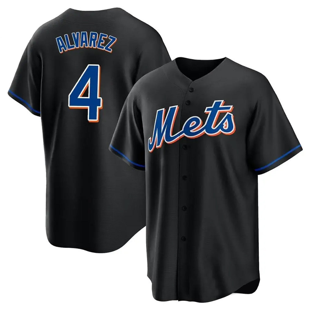 Seanshop NY.Mets #4 Francisco Alvarez Player Black Replica Home Game Stitched Jerseys
