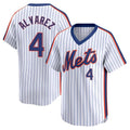 Seanshop NY.Mets #4 Francisco Alvarez Player White Cooperstown Collection T-shirt Game Stitched Jerseys