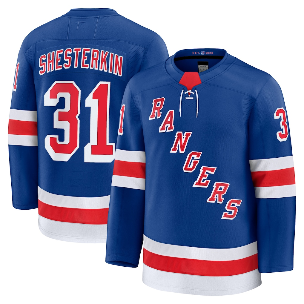 Seanshop NY.Rangers #31 Igor Shesterkin Blue Home Premium Jerseys