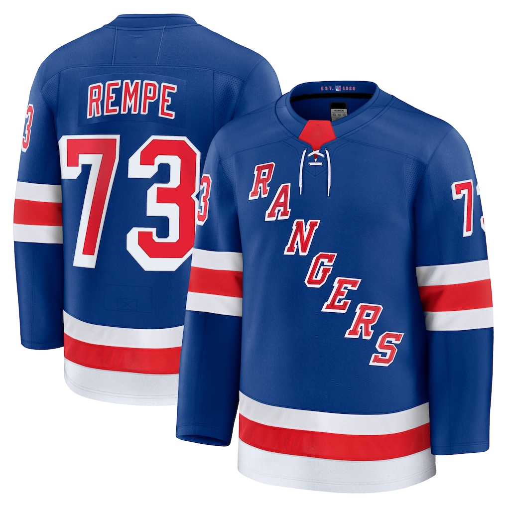 Seanshop NY.Rangers #73 Matt Rempe Blue Home Premium Jerseys