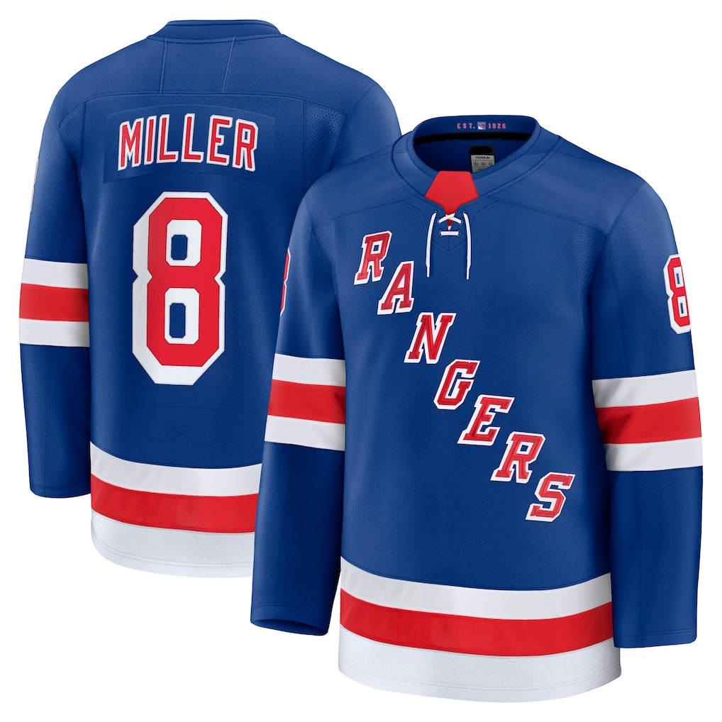 Seanshop NY.Rangers #8 J.T. Miller Blue Home Premium Jerseys