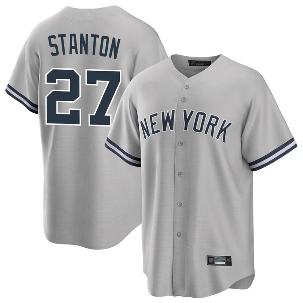 Seanshop NY.Yankees #27 Giancarlo Stanton Player Gray Road Game Stitched Jerseys