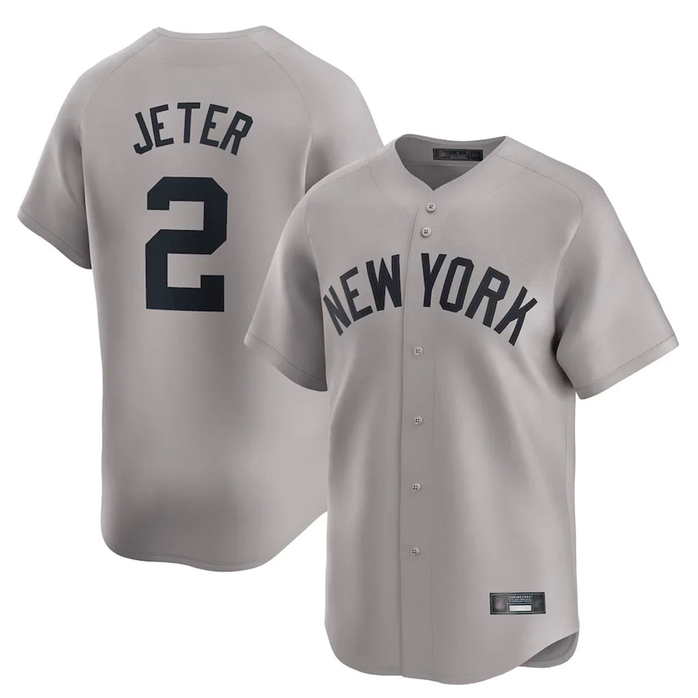 Seanshop NY.Yankees #2 Derek Jeter Player Gray Limited Home Stitched Jerseys