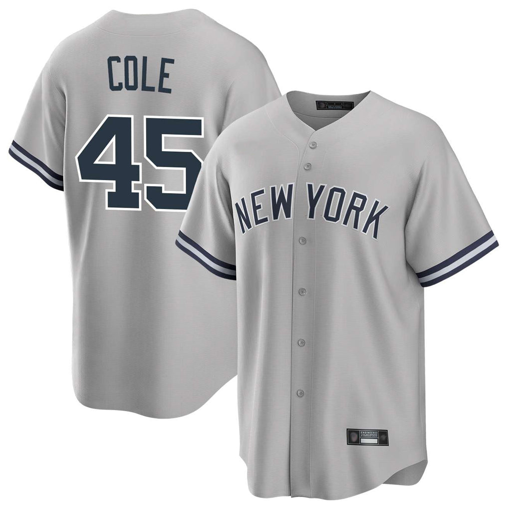 Seanshop NY.Yankees #45 Gerrit Cole Player Gray Road Game Stitched Jerseys