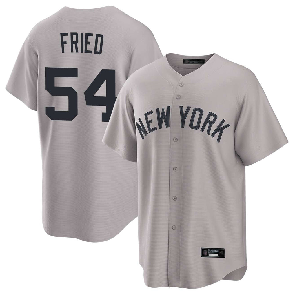 Seanshop NY.Yankees #54 Max Fried Player Gray Game Home Stitched Jerseys
