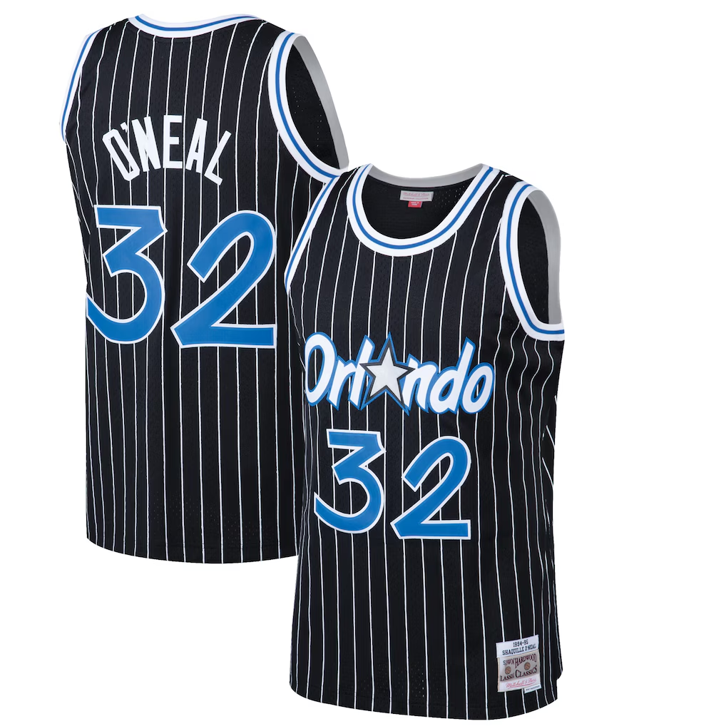 Leonaf O.Magic #32 Shaquille O'Neal Mitchell & Ness Black Hardwood Classics Swingman Jerseys