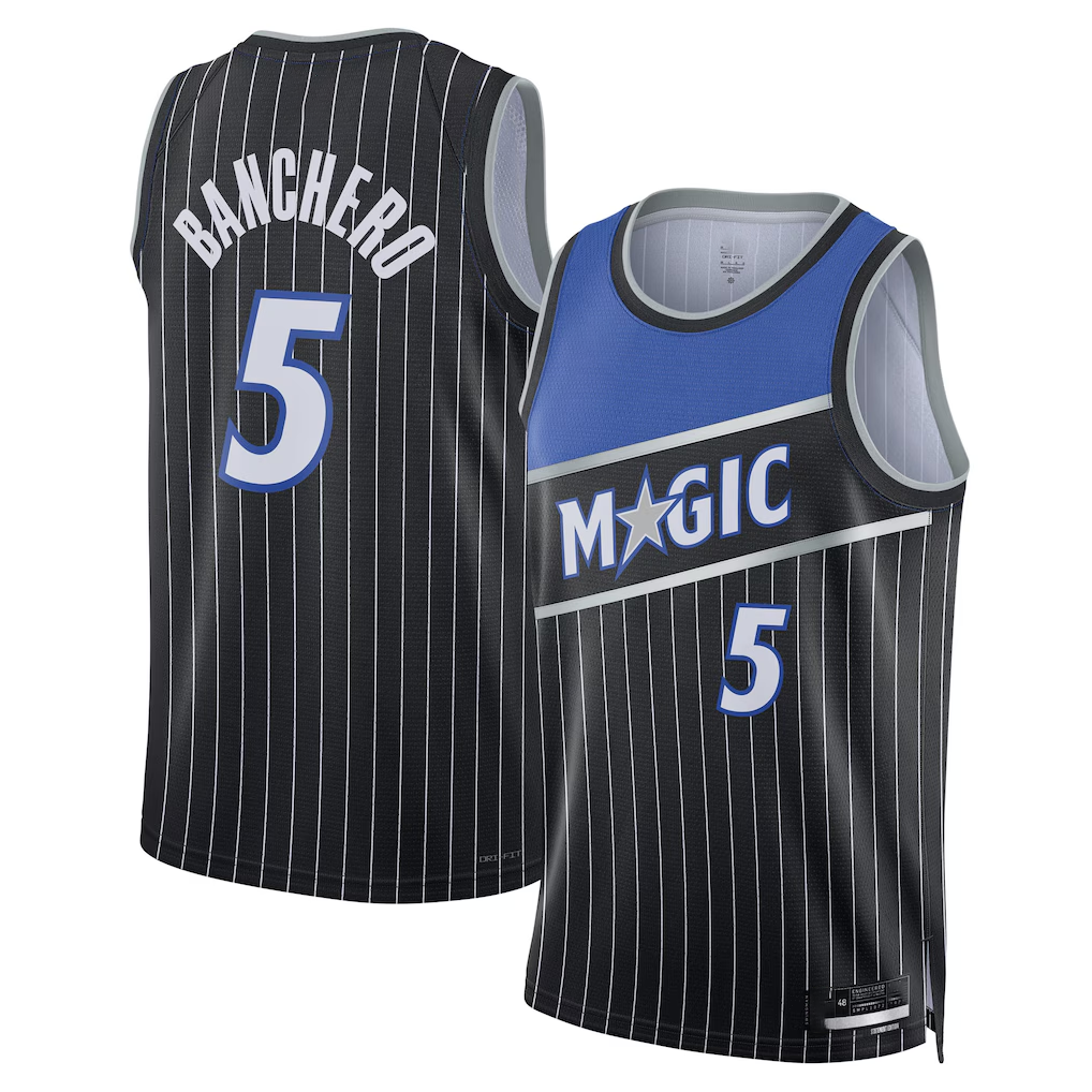 Leonaf O.Magic #5 Paolo Banchero Black Swingman Jerseys - Statement Edition