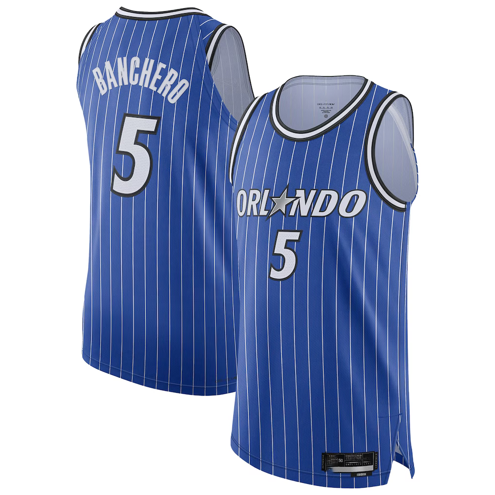 Leonaf O.Magic #5 Paolo Banchero Blue Authentic Player Jerseys - Icon Edition