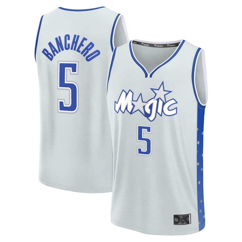 Leonaf O.Magic #5 Paolo Banchero Silver 202526 City Edition Fast Break Jerseys