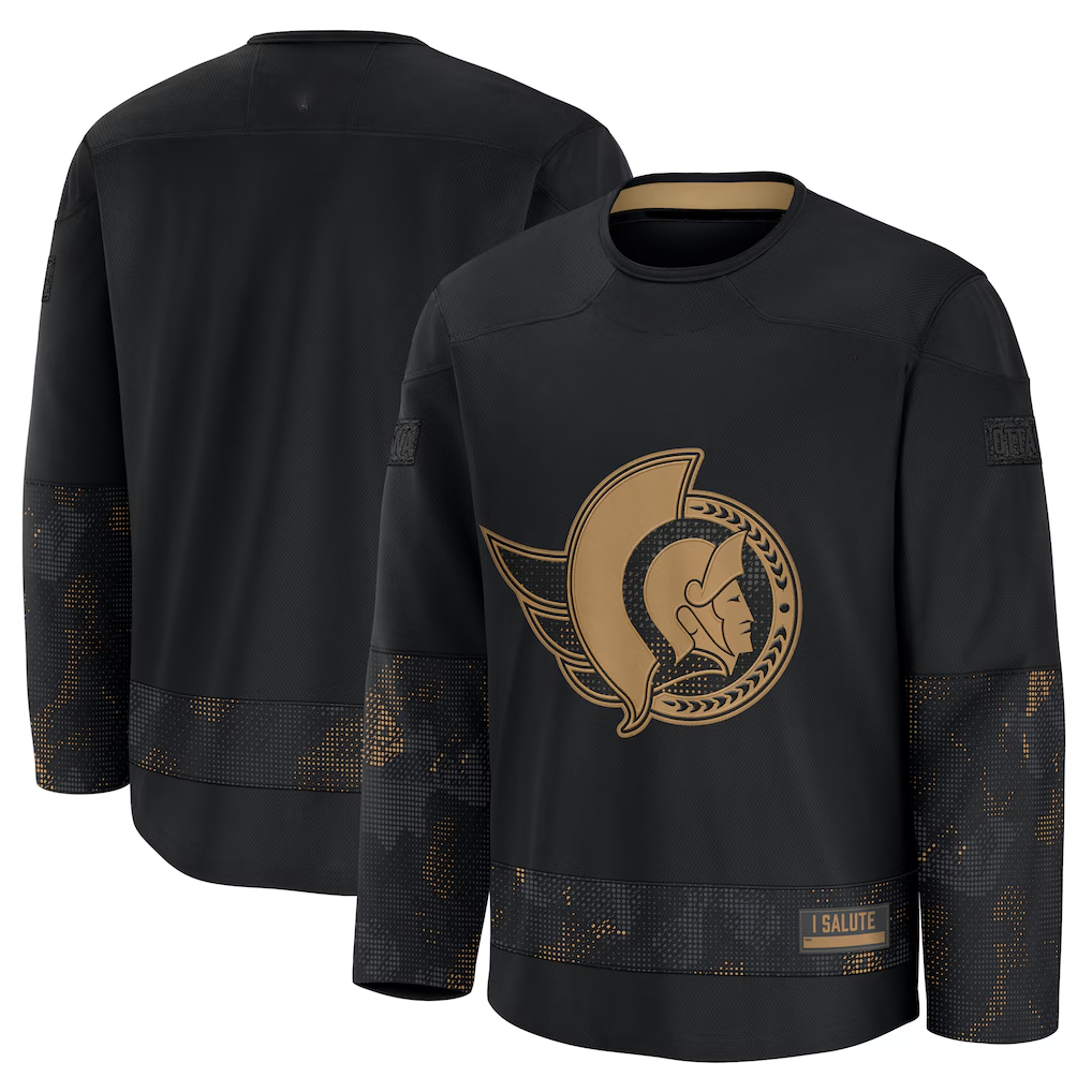 Seanshop O.Senators Black 2024 Military Appreciation Practice Jerseys
