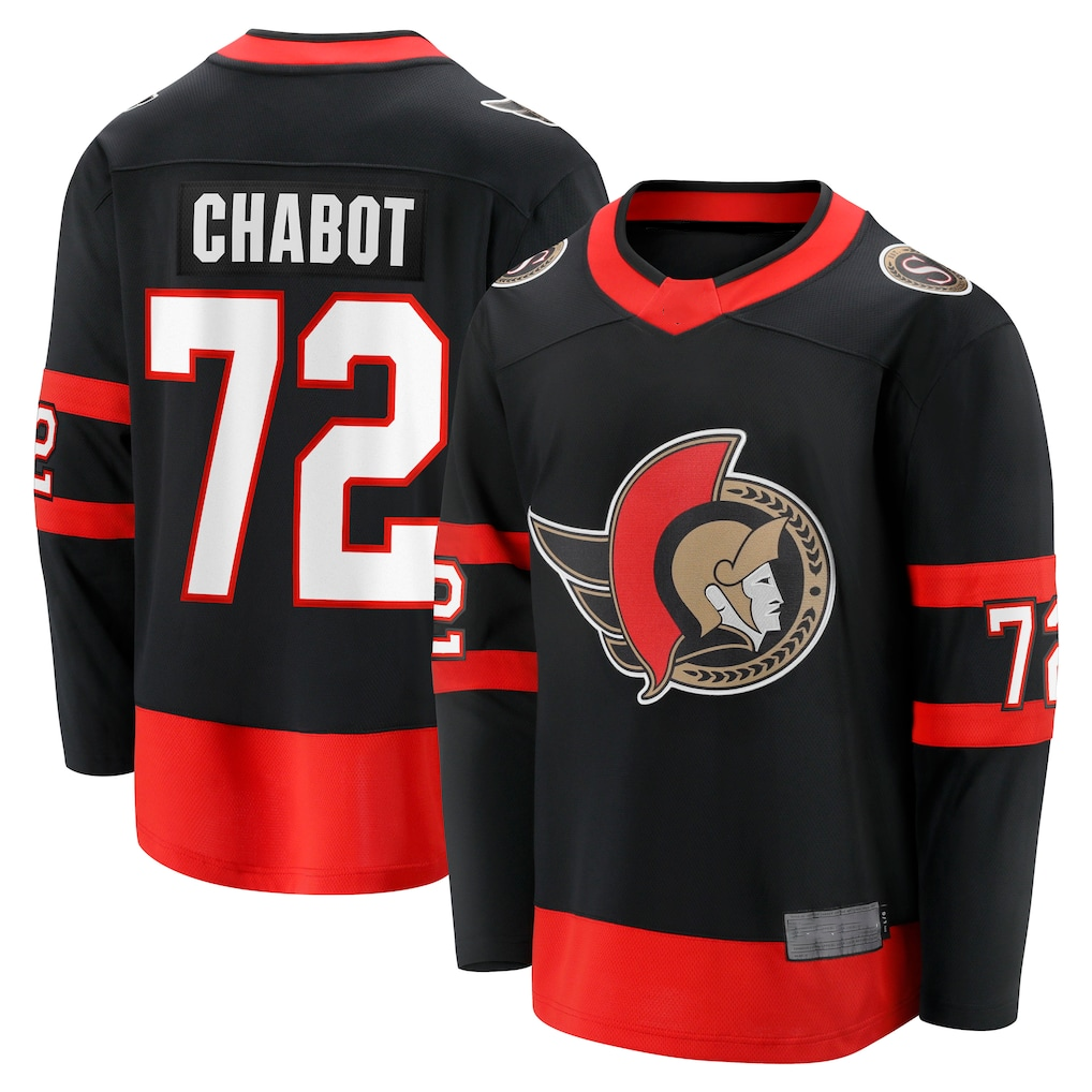 Seanshop O.Senators #72 Thomas Chabot Black Home Breakaway Jerseys