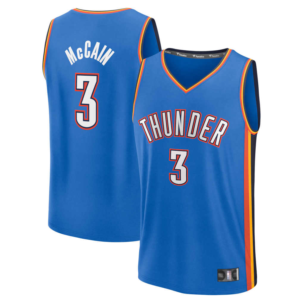 Leonaf OC.Thunder #3 Jared McCain Blue Fast Break Replica Stitched Jerseys - Icon Edition