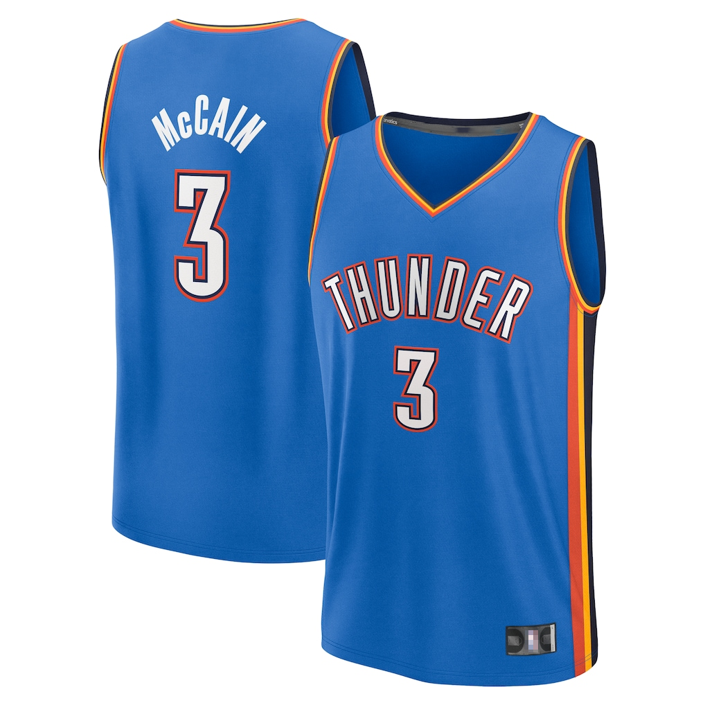 Leonaf OC.Thunder #3 Jared McCain Blue Fast Break Stitched Jerseys - Icon Edition