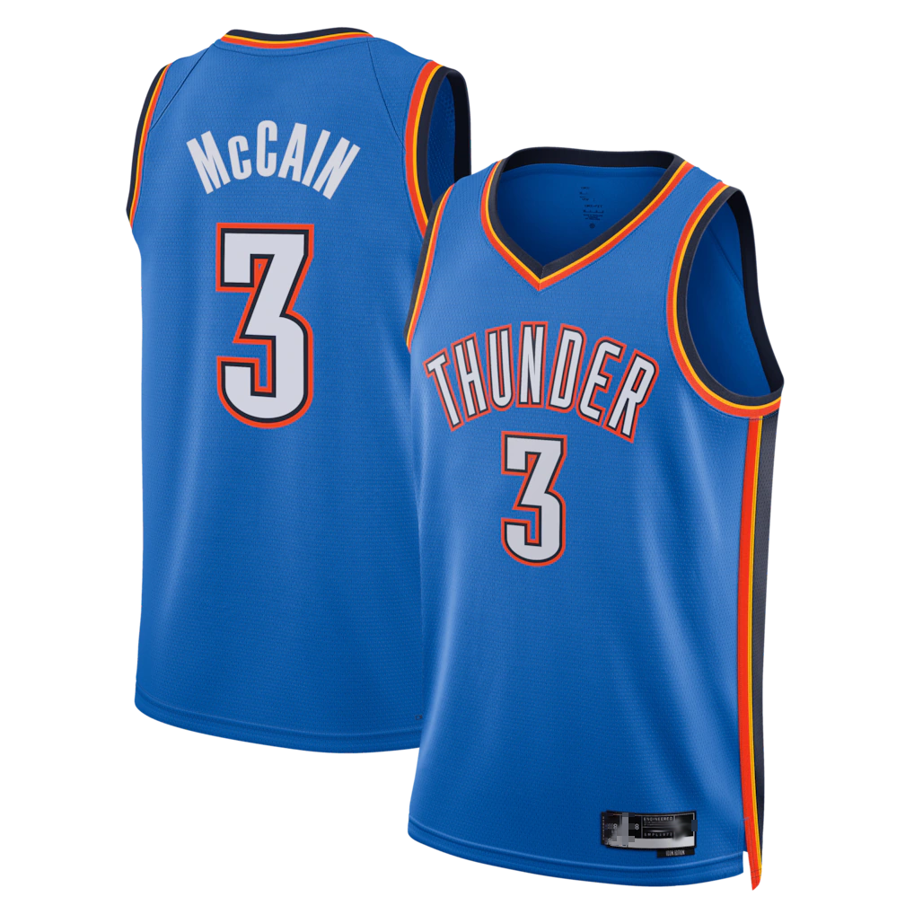 Leonaf OC.Thunder #3 Jared McCain Blue Swingman Stitched Jerseys- Icon Edition
