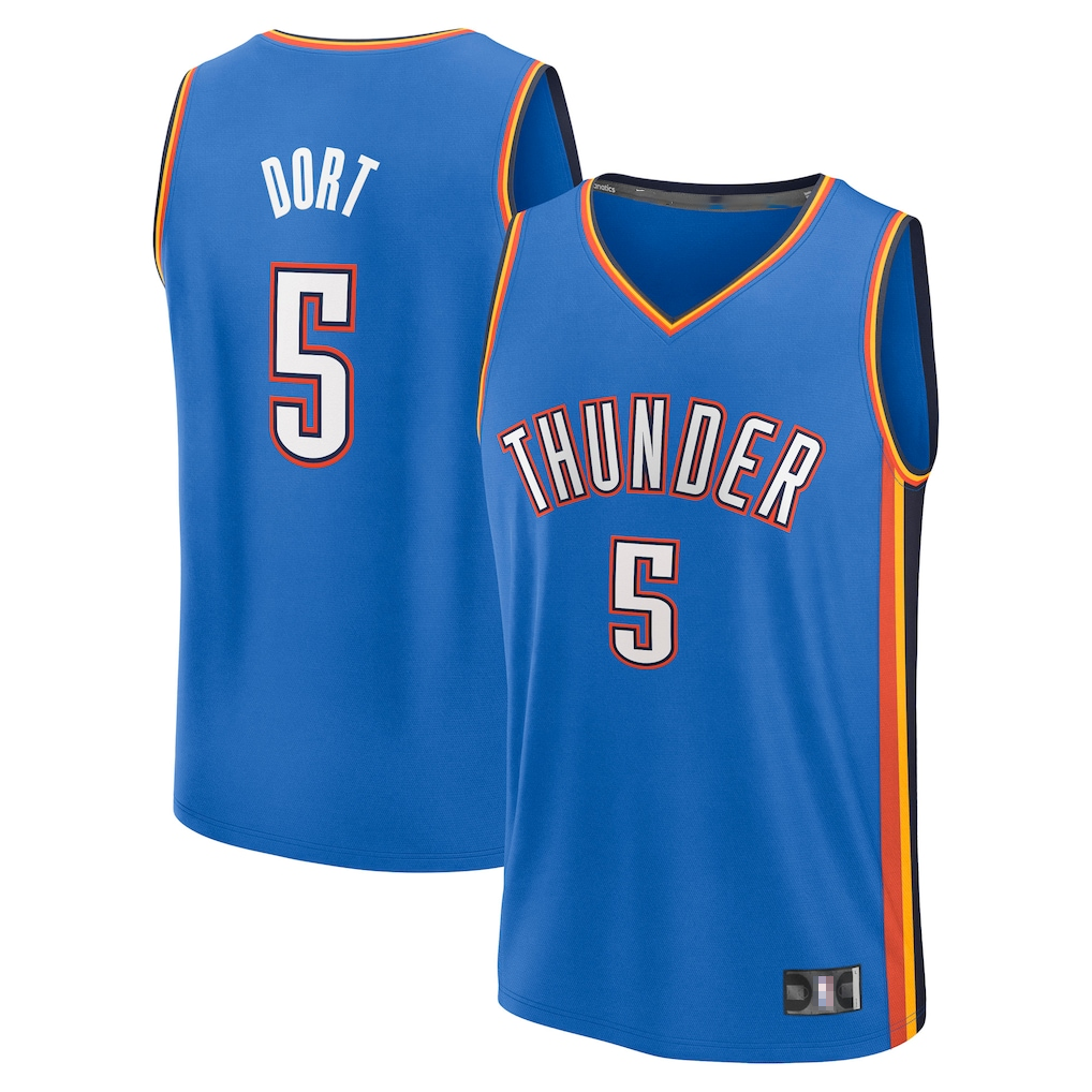 Leonaf OC.Thunder #5 Luguentz Dort Blue Fast Break Replica Player Stitched Jerseys- Icon Edition