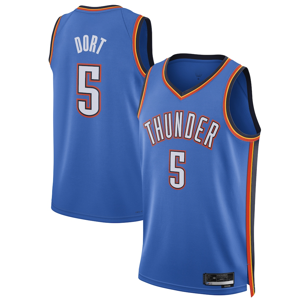 Leonaf OC.Thunder #5 Luguentz Dort Blue Swingman Player Stitched Jerseys - Icon Edition