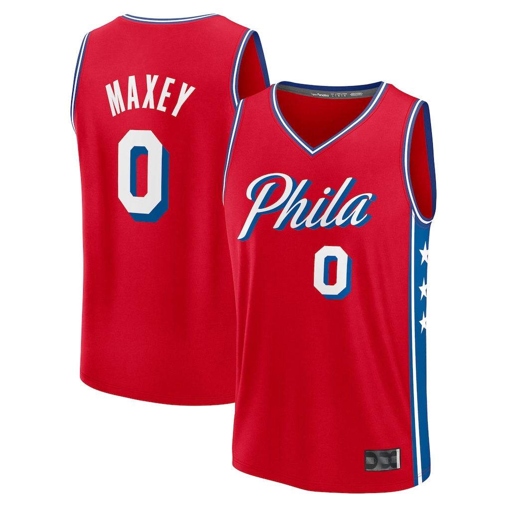 Leonaf P.76ers #0 Tyrese Maxey Jordan Brand Red Swingman Jerseys - Statement Edition