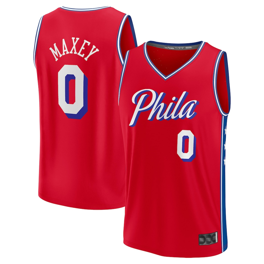 Leonaf P.76ers #0 Tyrese Maxey  Red Fast Break Replica Player Jerseys - Statement Edition