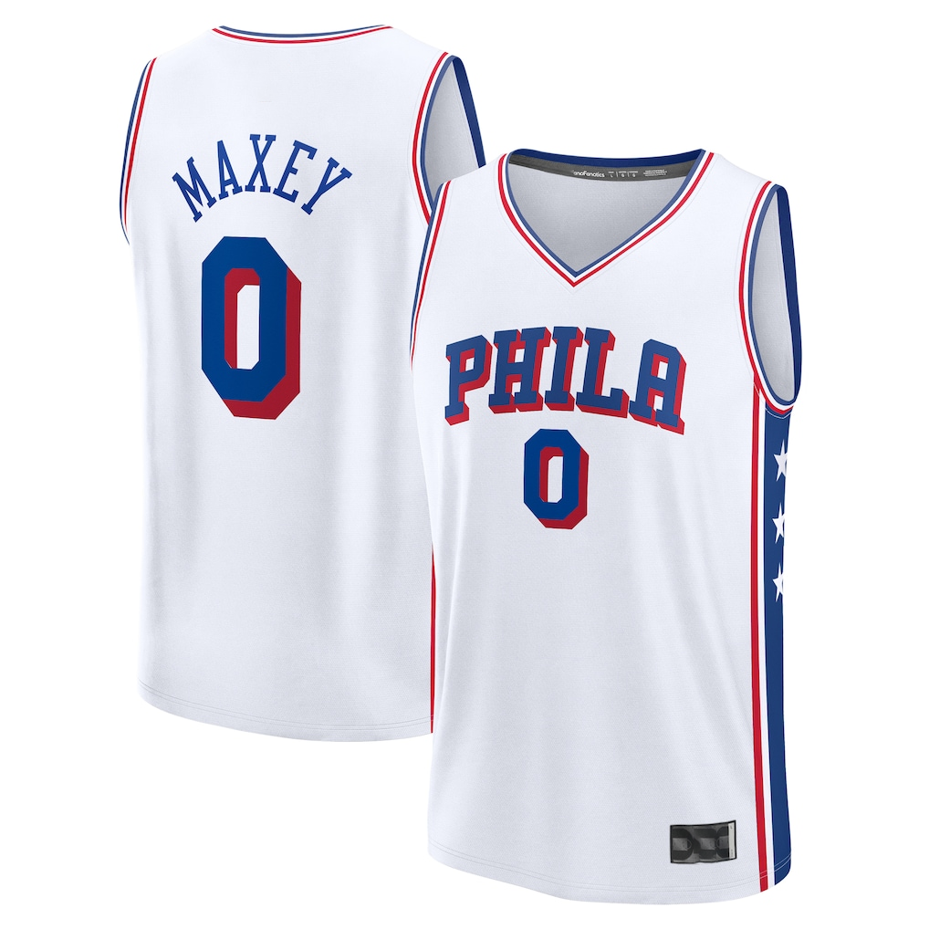Leonaf P.76ers #0 Tyrese Maxey  White Fast Break Replica Player Jerseys - Association Edition
