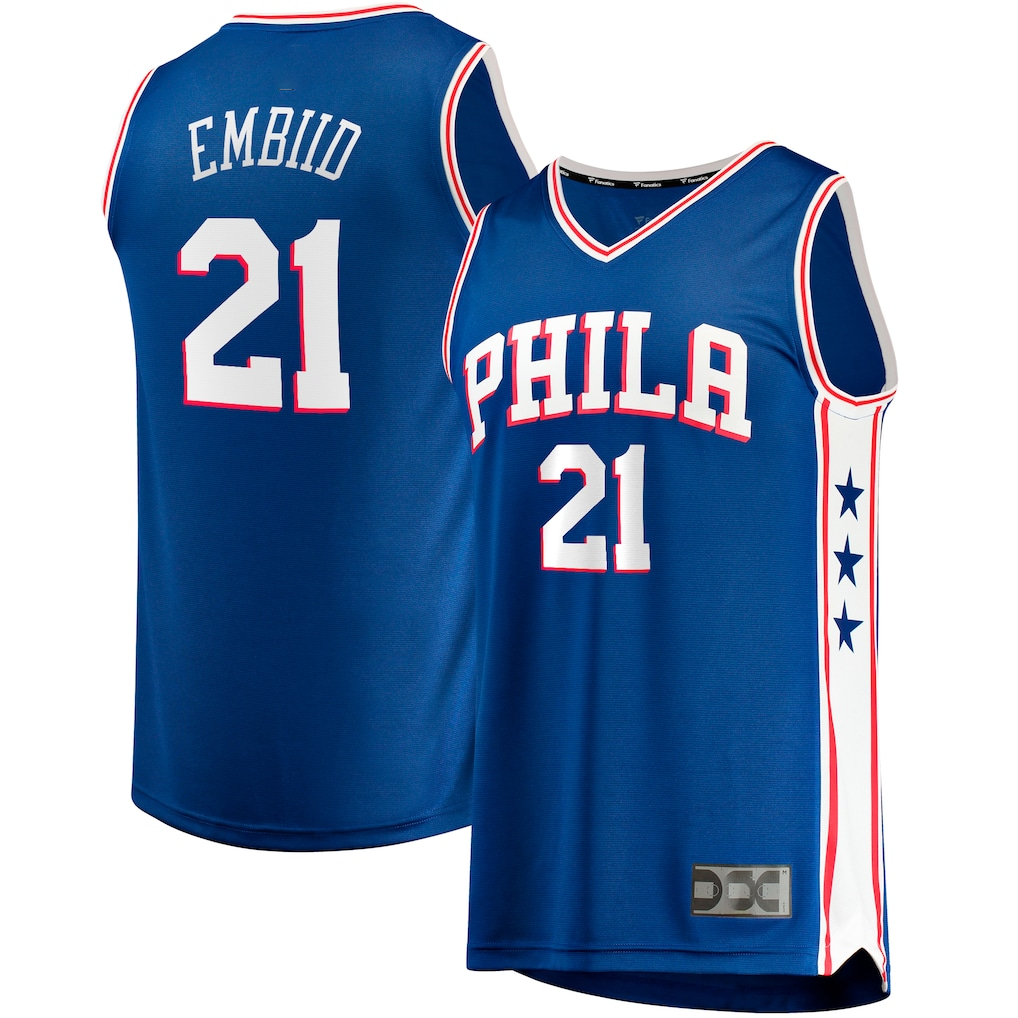 Leonaf P.76ers #21 Joel Embiid Royal Big & Tall Fast Break Player Jerseys - Icon Edition