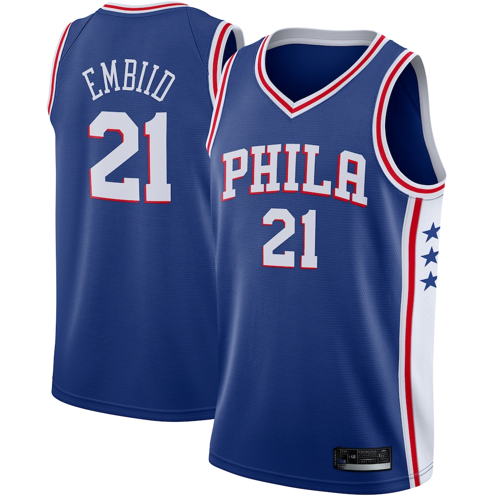 Seanshop P.76ers #21 Joel Embiid Royal Swingman Jerseys - Icon Edition