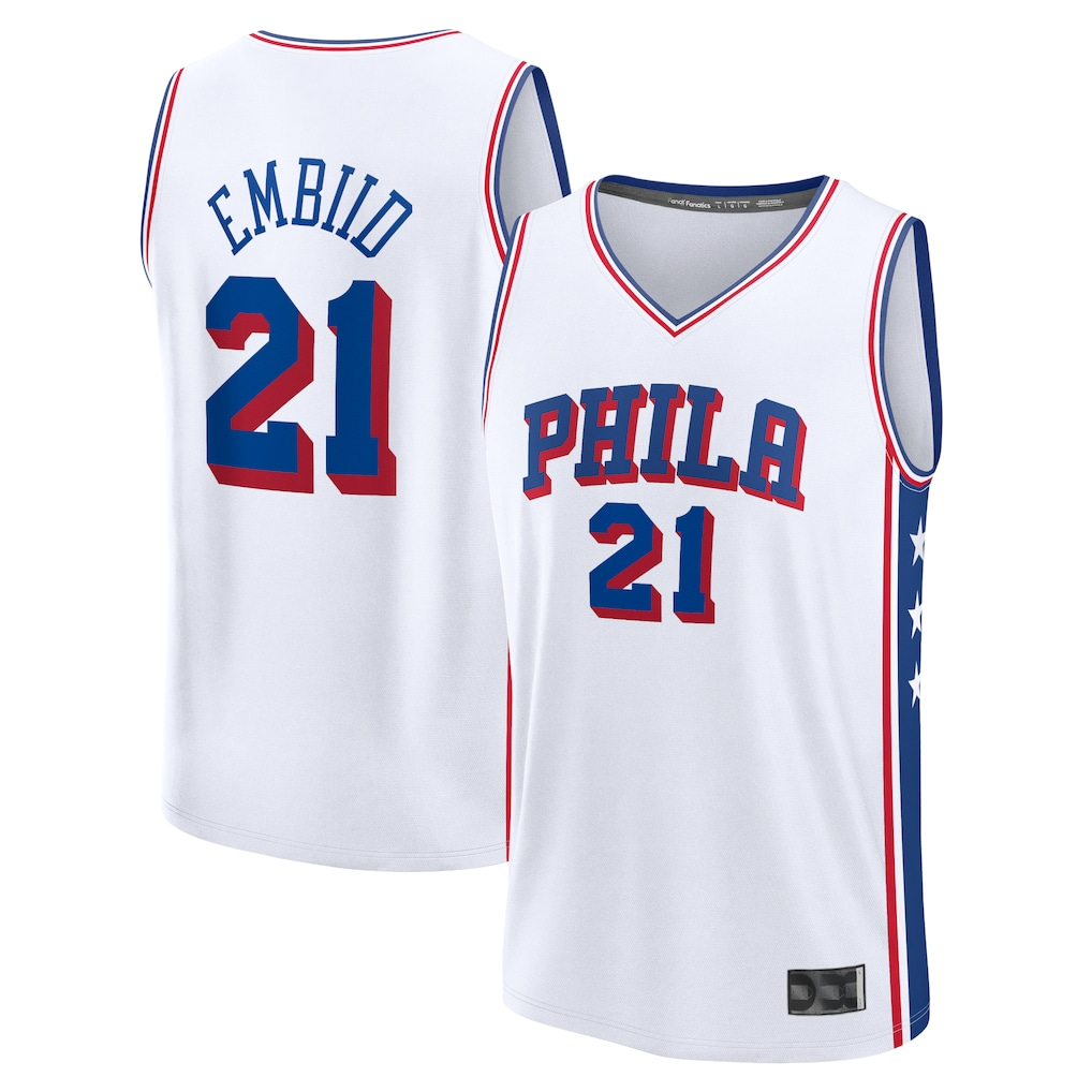 Seanshop P.76ers #21 Joel Embiid White Fast Break Replica Player Jerseys - Association Edition